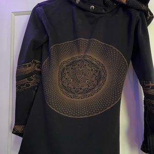 4D fourth dimension Atara, Black, Circle of life long hoodie